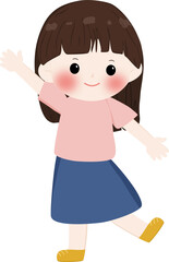 Illustration cute girl with brown hair