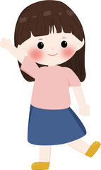 Illustration cute girl with brown hair