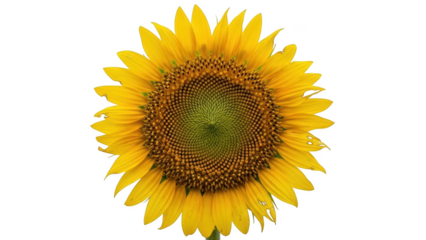 Bright Yellow Sunflower Head with Green Center on Black Background bloom blossom