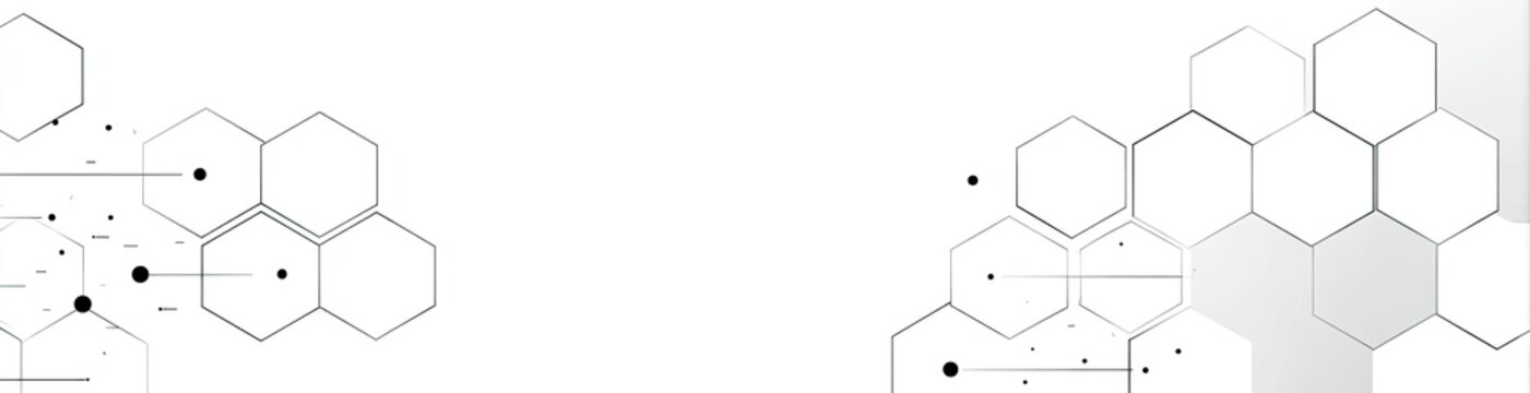 Geometric honeycomb pattern on white background with small dots and connecting lines