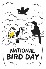Naklejka premium National Bird Day illustrated with several birds