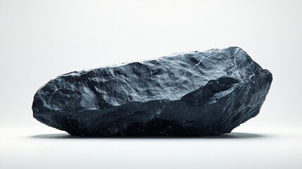 A piece of coal isolated against a white background, revealing a chaotic and untamed quality. The dark, rough texture offers a stark contrast, hinting at energy and potential within its depths.