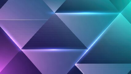 Abstract geometric background with glowing neon light lines and triangles