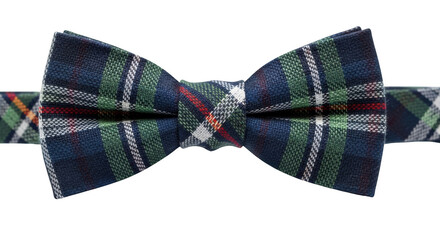 Classic navy blue and green tartan plaid bow tie Keywords: bow tie, neckwear, accessory, fashion