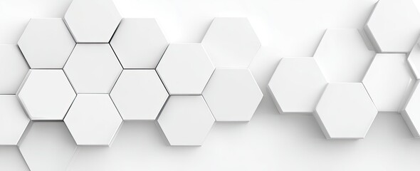 White hexagons on a white background creating a geometric honeycomb pattern