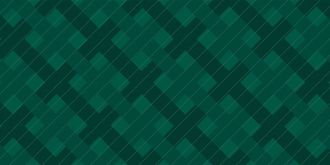 Dark Abstract Green Argyle Vector Pattern. Christmas Background. Golf Textile Print. Green Diamonds with Gold Accent Lines simple