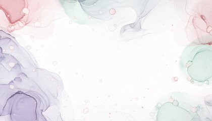 バレンタインや恋愛、ウェディングイメージ　ロマンチックな水彩画風の淡いピンクハートの抽象背景