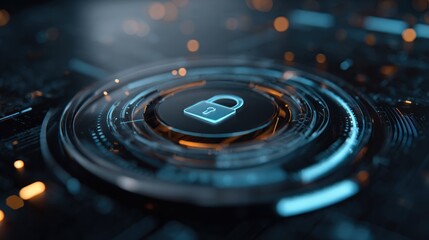 Digital security lock illustration