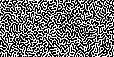 Abstract black and white pattern of swirling lines and shapes. High contrast turing pattern of black meandering lines on a white background, concept for abstract backgrounds, textile prints,decoration