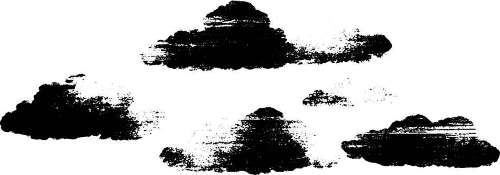 Black and white stencil art of soft rolling clouds for creative design