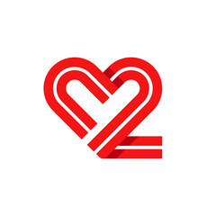 Number 2 heart love creative logo design