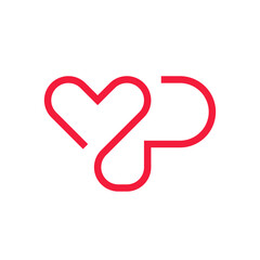P heart love minimalist logo design