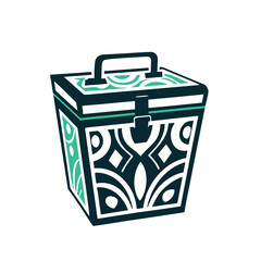 Stylized Decorative Box with Abstract Tribal Geometric Pattern