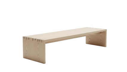 Light wood bench with dovetail joints on black background furniture seating