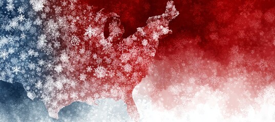 Winter Christmas America map. Generative AI technology.	