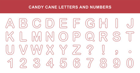 Candy cane letters and numbers - font set