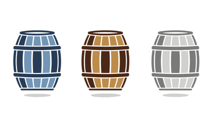 Wooden Barrel Icon Set – Rustic Wine Cask Storage Vector Collection