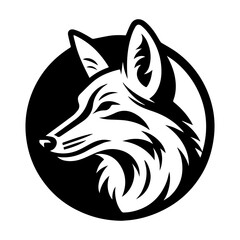 Obraz premium Fox head logo in a black circle simple and elegant design.