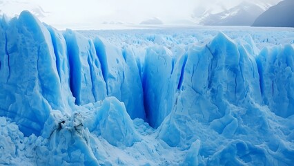 Stunning Blue Glacier Ice Formations Patagonia - Frozen Wilderness Landscape.