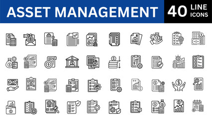 Asset management editable line icon collection. Vector illustration 