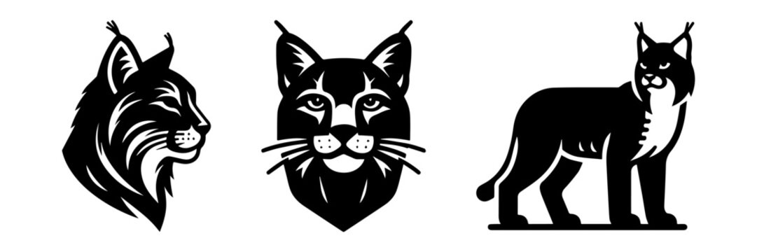 Lynx Silhouette Collection: Head Face and Body Illustrations.
