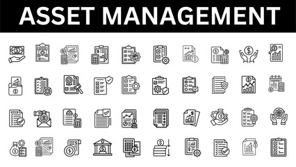 Asset Management line icon set. Investment, Return On Investment, Capital. Vector illustration