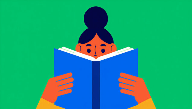 Reader Immersed in Book: Educational Concept, Study, Knowledge Acquisition, Literature & Personal Development Illustration