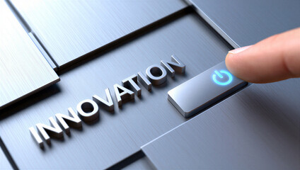 Sparking Innovation: Finger Activates Power Button for New Business Ideas, Technology & Growth Concepts