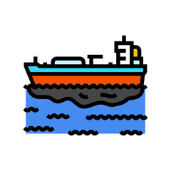 Obraz premium oil tanker leaking into the sea color icon vector illustration