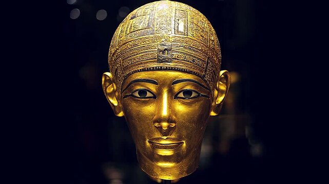 Close-up of the Gold Burial Mask of Tutankhamun.