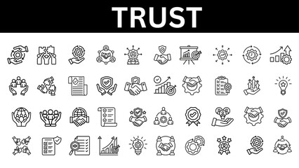 Trust line icon set. Vector illustration 