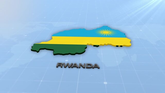 Rwanda Geographic Map and Flag Animated Motion Graphic Background