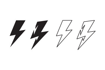 Lightning Bolt Icon Set &ndash; Energy, Power, Electricity Symbol Vector Collection