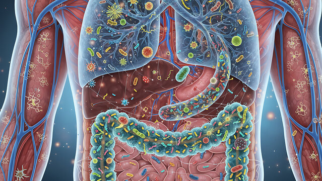 Illustration of human microbiota