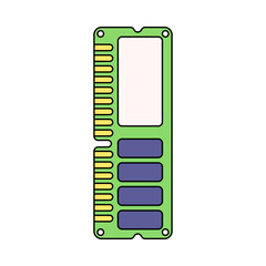 RAM Module Flat design style, memory chip board, perfect for hardware diagrams, tech guides, and PC component illustrations.
