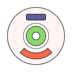 CD Disk Flat design style, round optical media, great for archive, data storage, and retro tech visuals.