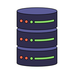 Database Stack Flat design style, circular data server layers, ideal for database, cloud hosting, and digital storage illustrations.