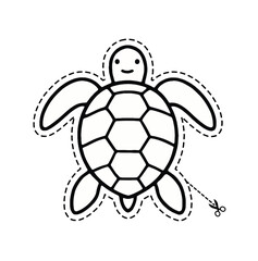 Obraz premium Happy Turtle Cutout for Kids Crafts and Educational Projects