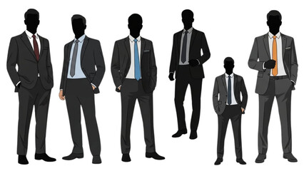 Vector Illustration of a Team of Anonymous Businessmen in Formal Suits Posing