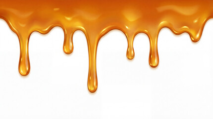 Golden Sweetness: A close-up showcases a cascade of luscious, golden caramel, glistening with a delightful sheen.