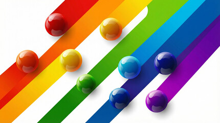 Vibrant Spectrum: A collection of glossy spheres of varying hues, positioned amidst a spectrum of color, creates a visually captivating display that embodies diversity and creativity.