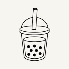 Bubble Tea Cup Line Art – Vector Illustration
