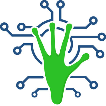 Futuristic alien hand connects to complex network, representing advanced technology, biological data, or extraterrestrial communication.