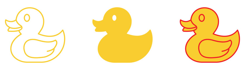 Yellow Rubber Duck Toy Illustration – Cartoon Bird, Bath Duck, Minimal and Classic Vector Design.
