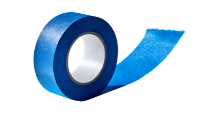 Blue painters tape isolated on transparent background