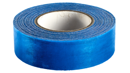 Roll of blue gaffer tape isolated on transparent background
