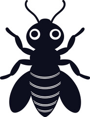 Dark blue silhouette of a stylized insect with antennae and wings vector
