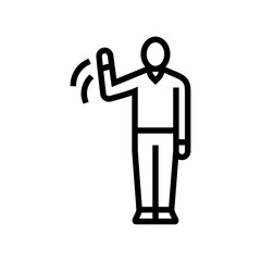 person saying goodbye line icon vector illustration