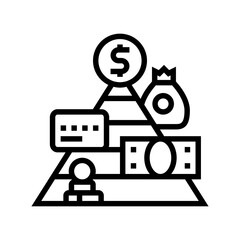 pyramid income levels line icon vector illustration