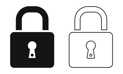 Two padlocks one solid black and one outline representing security and protection